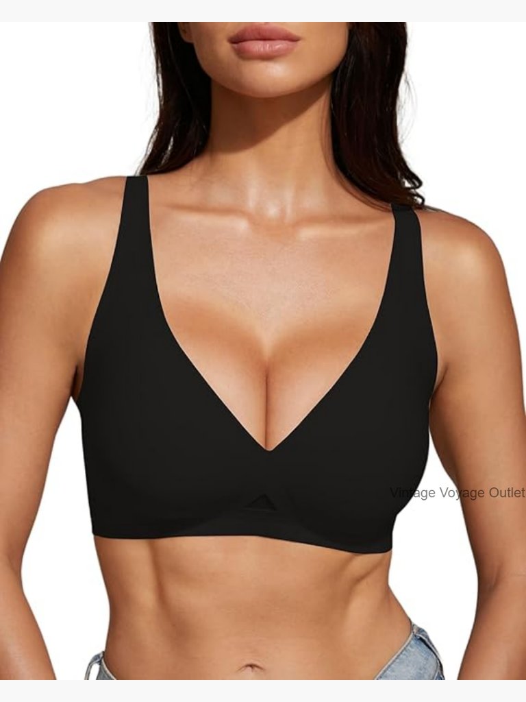 Deep V Push Up Wireless Bralettes No Underwire Seamless Bras Plunge Brassiere